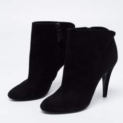 Pre Owned Casadei Black Suede Ankle Boots Size 36.5