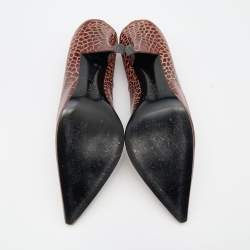 Pre Owned Casadei Brown Croc Embossed Leather Pointed Toe Pumps Size 40