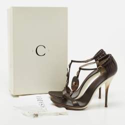 Pre Owned Casadei Black Leather Embellished Sandals Size 39