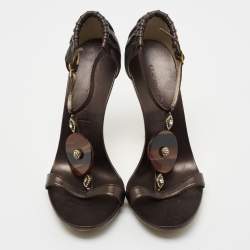 Pre Owned Casadei Black Leather Embellished Sandals Size 39