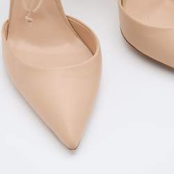 Pre Owned Casadei Beige Leather Strappy Ankle Tie Sandals Size 39