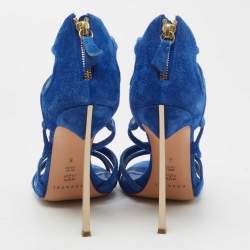 Pre Owned Casadei Blue Suede Strappy Sandals Size 38