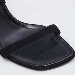 Pre Owned Casadei Black Suede and Fabric Ankle Wrap Sandals Size 36.5