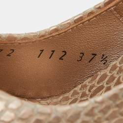 Pre Owned Casadei Metallic Beige Python Embossed Leather Slingback Platform Pumps Size 37.5