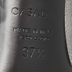 Pre Owned Casadei Silver Texture Leather Pointed Toe Pumps Size 37.5