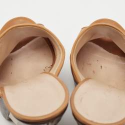 Pre Owned Casadei Tan Leather Wedge Platform Slide Sandals Size 37