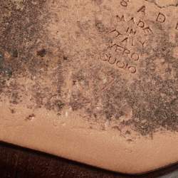 Pre Owned Casadei Tan Leather Wedge Platform Slide Sandals Size 37