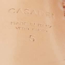 مملوكة مسبقًا Casadei Rose Gold Leather Open Toe Platform Mules Size 35