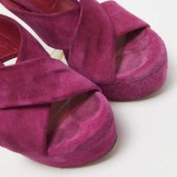 Casadei Purple Suede Platform Slide Sandals Size 36