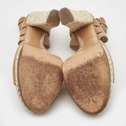 Pre Owned Casadei Light Brown Nubuck Leather Ankle Strap Espadrille Sandals Size 39