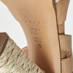 Pre Owned Casadei Light Brown Nubuck Leather Ankle Strap Espadrille Sandals Size 39