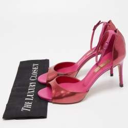 Casadei Pink Leather Candylux Ankle Strap Sandals Size 38