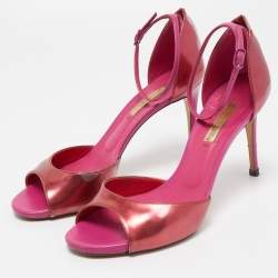 Casadei Pink Leather Candylux Ankle Strap Sandals Size 38