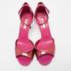 Casadei Pink Leather Candylux Ankle Strap Sandals Size 38