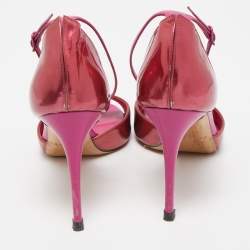 Casadei Pink Leather Candylux Ankle Strap Sandals Size 38