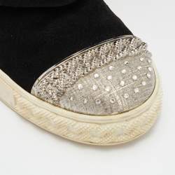 Pre Owned Casadei Black Suede Chain Cap Toe Foldover Wedge Boots Size 39