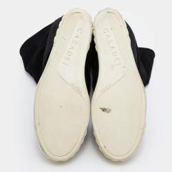 Pre Owned Casadei Black Suede Chain Cap Toe Foldover Wedge Boots Size 39