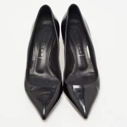 Pre Owned Casadei Black Patent Leather Pointed Toe Pumps Size 37.5