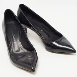 Pre Owned Casadei Black Patent Leather Pointed Toe Pumps Size 37.5