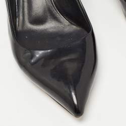 Pre Owned Casadei Black Patent Leather Pointed Toe Pumps Size 37.5