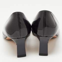 Pre Owned Casadei Black Patent Leather Pointed Toe Pumps Size 37.5