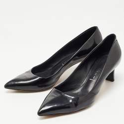 Pre Owned Casadei Black Patent Leather Pointed Toe Pumps Size 37.5