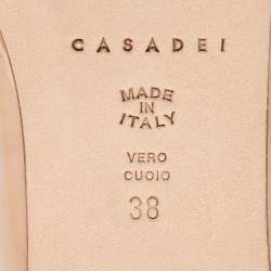 Pre Owned Casadei Beige Patent Leather Lace Up Oxfords Size 38