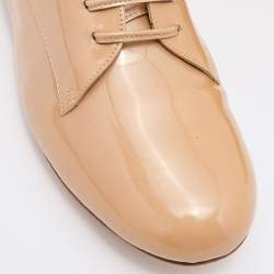 Pre Owned Casadei Beige Patent Leather Lace Up Oxfords Size 38