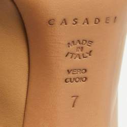 Pre Owned Casadei Beige Leather Blade Open Toe Pumps Size 37