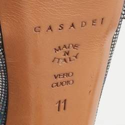Casadei Metallic Glitter Suede Ankle Strap Sandals Size 41