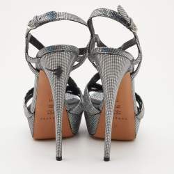 Casadei Metallic Glitter Suede Ankle Strap Sandals Size 41