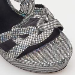 Casadei Metallic Glitter Suede Ankle Strap Sandals Size 41
