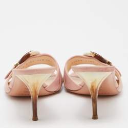 Pre Owned Casadei Pink Leather Buckle Detail Slide Sandals Size 40