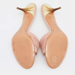 Pre Owned Casadei Pink Leather Buckle Detail Slide Sandals Size 40