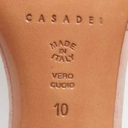 Pre Owned Casadei Pink Leather Buckle Detail Slide Sandals Size 40