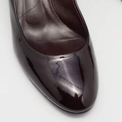 Pre Owned Casadei Burgundy Patent Block Heel  Pumps Size 37.5