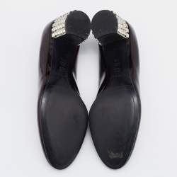 Pre Owned Casadei Burgundy Patent Block Heel  Pumps Size 37.5