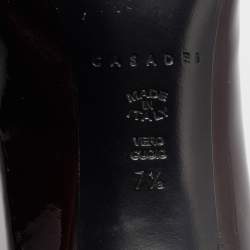 Pre Owned Casadei Burgundy Patent Block Heel  Pumps Size 37.5