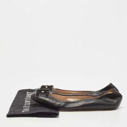 Pre Owned Casadei Black Leather Ballet Flats Size 40