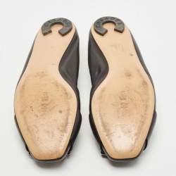 Pre Owned Casadei Black Leather Ballet Flats Size 40