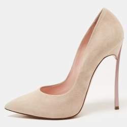 Pre Owned Casadei Beige Suede Blade Pumps Size 38