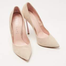 Pre Owned Casadei Beige Suede Blade Pumps Size 38