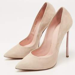 Pre Owned Casadei Beige Suede Blade Pumps Size 38