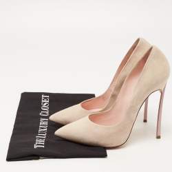 Pre Owned Casadei Beige Suede Blade Pumps Size 38