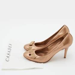 Casadei Metallic Leather Bow Pumps Size 38.5
