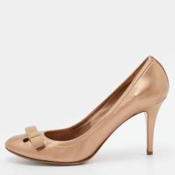 Casadei Metallic Leather Bow Pumps Size 38.5
