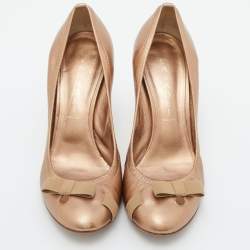Casadei Metallic Leather Bow Pumps Size 38.5