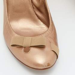 Casadei Metallic Leather Bow Pumps Size 38.5