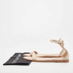 Pre Owned Casadei Metallic Pink Suede Crystal Embellished Ankle Strap Flats Size 39