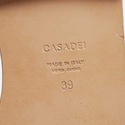 Pre Owned Casadei Metallic Pink Suede Crystal Embellished Ankle Strap Flats Size 39